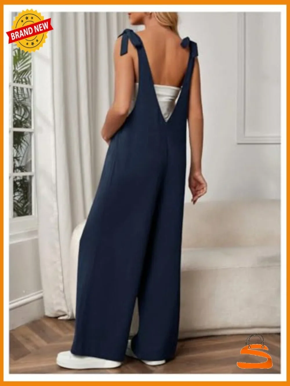 Maternity Front Pocket Jumpsuit Knot Shoulder Strap Sleeveless Wide Leg Overalls